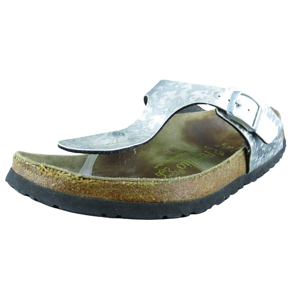 Papillio By Birkenstock Women‎ Thong Sandal Shoes Silver Synthetic Size 9 Medium